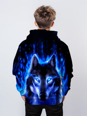Wolf 3D Print Hoodie Kids Street Sports Casual Halloween Party Wear