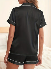 Short Sleeve Satin Pajamas Set for Women