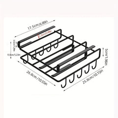 Stainless Steel Kitchen Storage Rack with Hooks and Paper Towel Holder