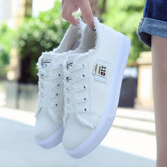 Women's Classic Canvas Flat Shoes Solid Lace Up Low Casual Shoes