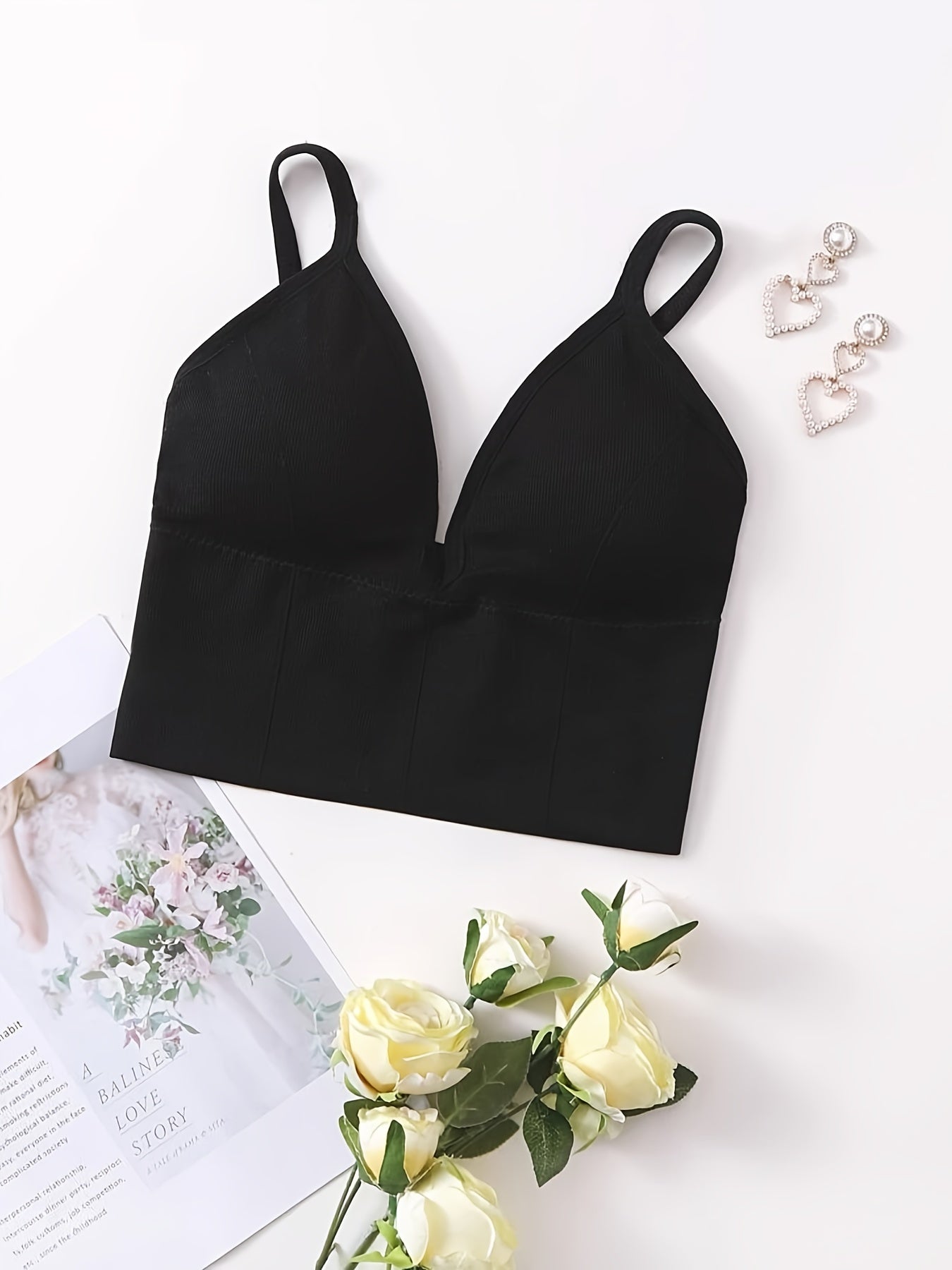 Backless Cami Crop Top Slim Fit V-Neck Sexy Lingerie
