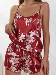 Satin Pajama Set Scoop Neck Cami Top & Shorts