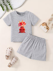 Toddler Cotton Cartoon Set Short Sleeve T shirt & Shorts