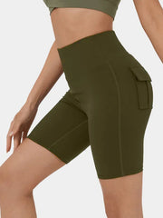 Women's Solid Stretch Fitness Shorts with Pockets