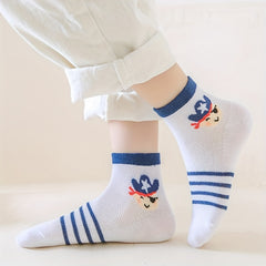 5pairs Baby Boys Cartoon Pattern Socks Breathable Low Cut Boat Socks