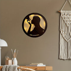 Children's Room LED Wall Clock Retro Wooden Sign Wall Sticker Hanging Lamp