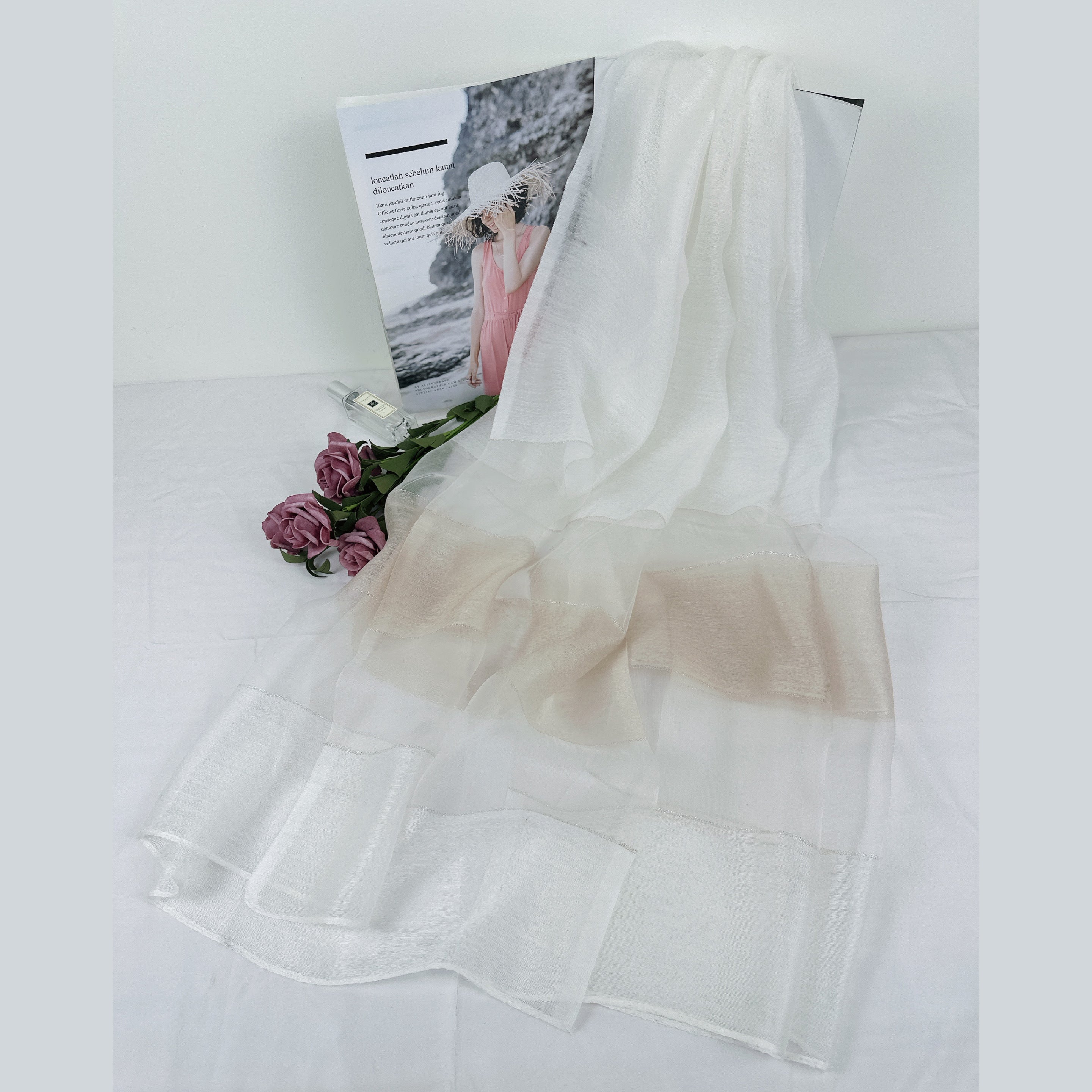 Silk Scarf Contrast Sunproof Shawl Lightweight Breathable