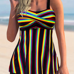 Rainbow Striped Tankini Set