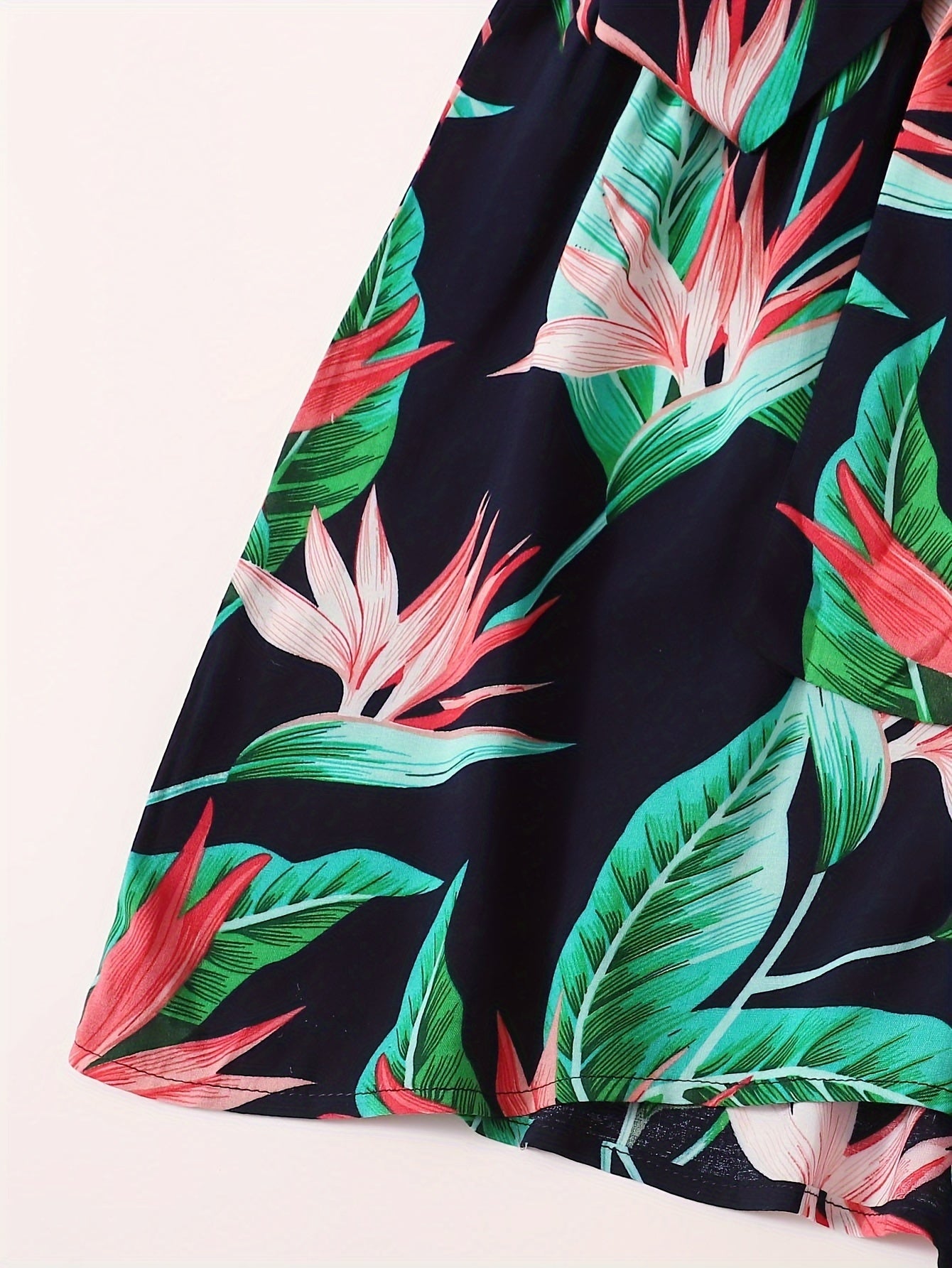 Women's Plus Tropical Print Ruffle Sleeve V Neck Knot Romper