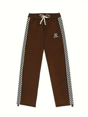 Men's Checkered Pattern Joggers Slim Fit Active Bottom