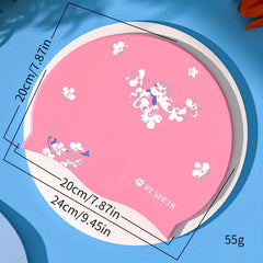 Flower Pattern Silicone Swim Cap, Waterproof, Comfortable