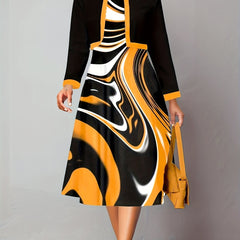 Abstract Print Tank Dress & Colorblock Cardigan Set