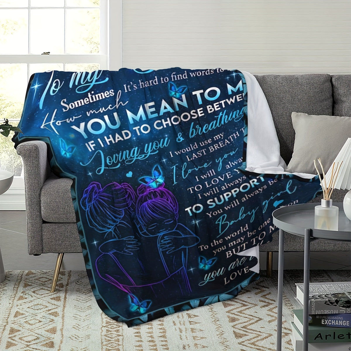 Creative Printed Flannel Blanket for Bedroom & Outdoor - Mother and Daughter