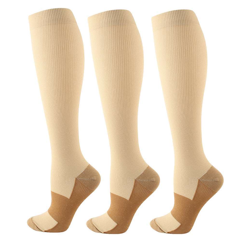 3 Pairs Copper Compression Socks for Women and Men - Circulation Support