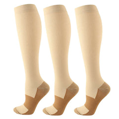 3 Pairs Copper Compression Socks for Women and Men - Circulation Support