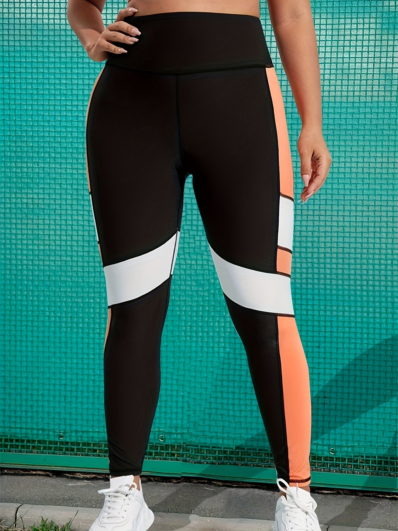Colorblock Pipping High Rise Fitness Leggings