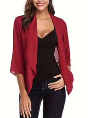 Women's Solid Open Front Cardigan 3/4 Sleeve for Spring & Summer