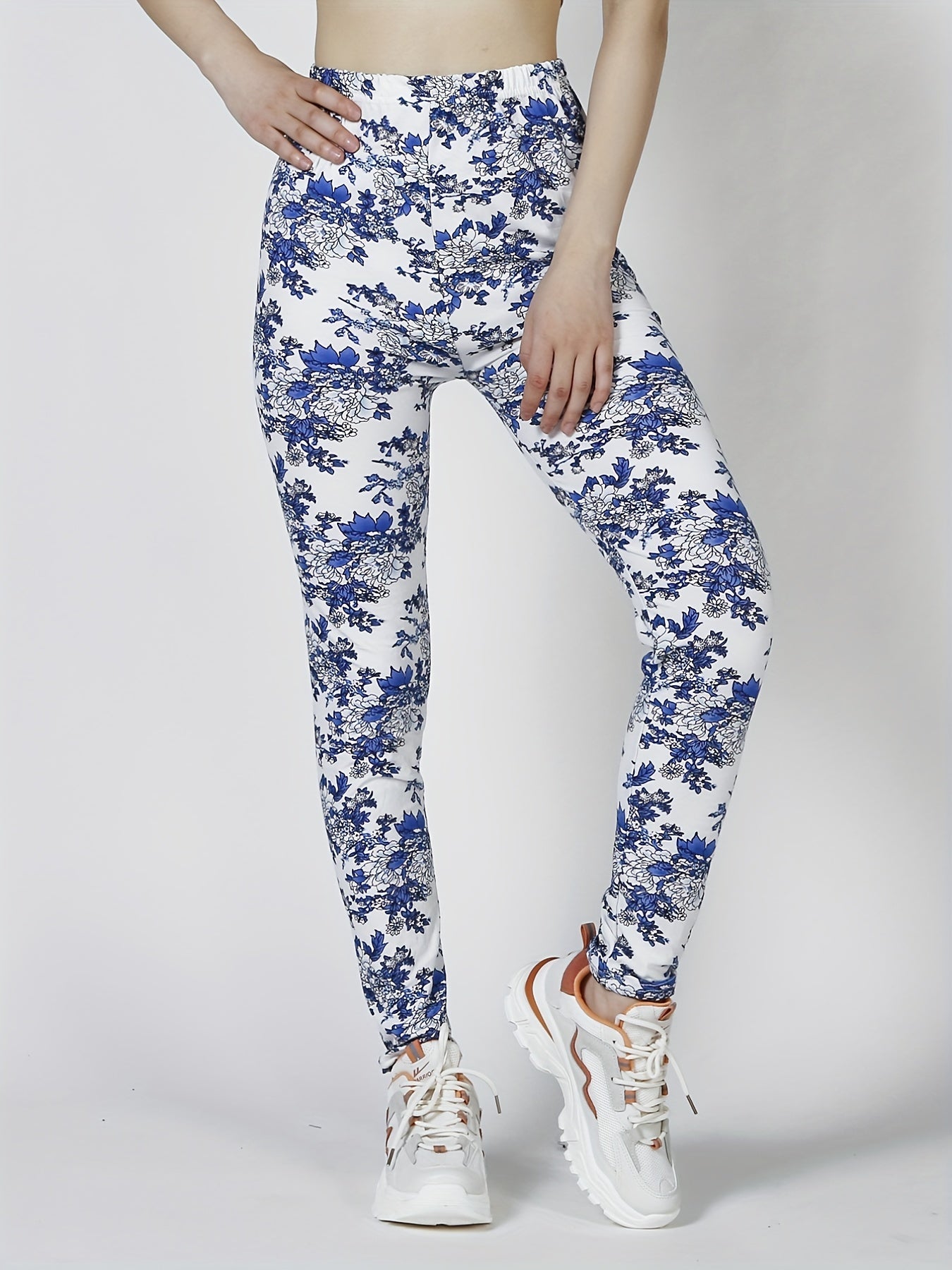 Floral Print Skinny Stretchy Leggings High Waist Yoga Leggings