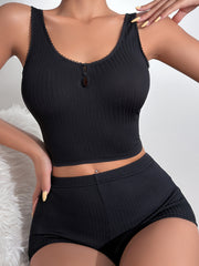 Casual Sleeveless Tank Top & Shorts PJ Set