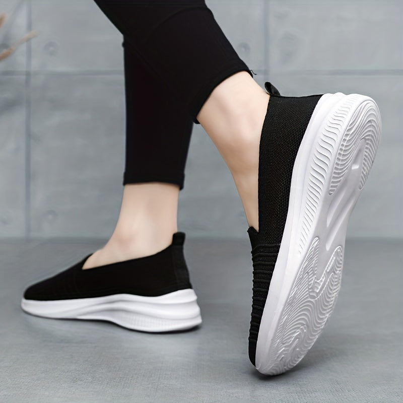 Women's Lightweight Slip On Outdoor Shoes Breathable Flying Woven Sneakers