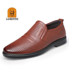 LAORENTOU Men's Leather Hollow Out Oxford Shoes Dress Shoes