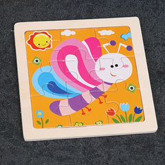 Wooden 9-Piece Puzzle Set: Animals, Insects, Marine Life, Vehicles
