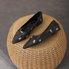 Women's Denim Point Toe Flats Lightweight Walking Shoes