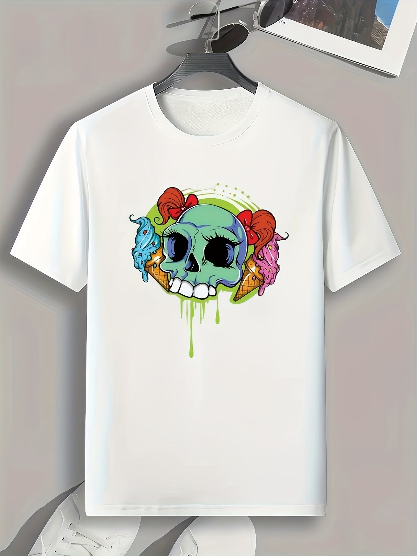 Skull And Ice Cream Men's Graphic T-shirt for Summer
