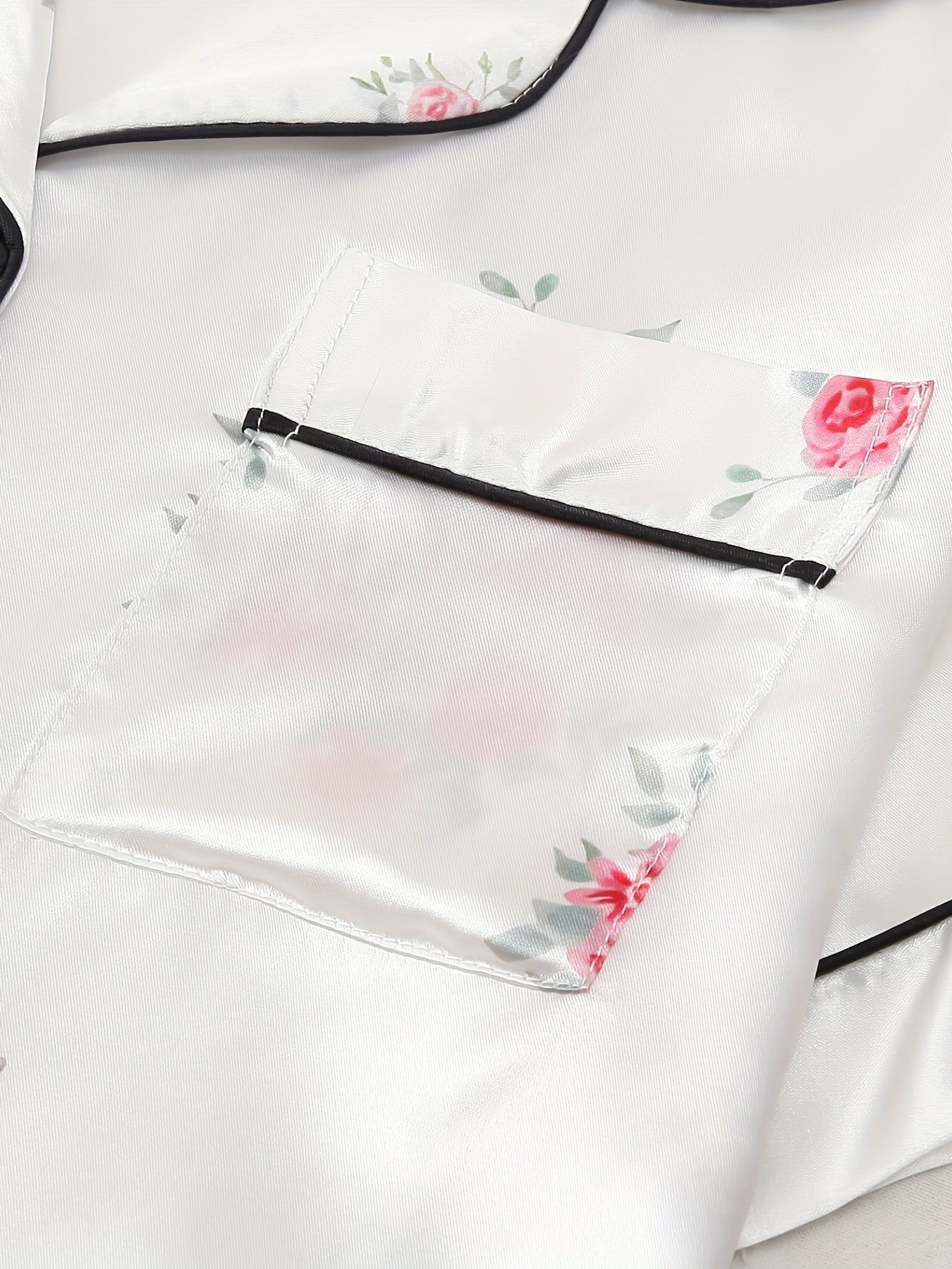 Floral Print Pajama Set Short Sleeve Top & Bow Shorts