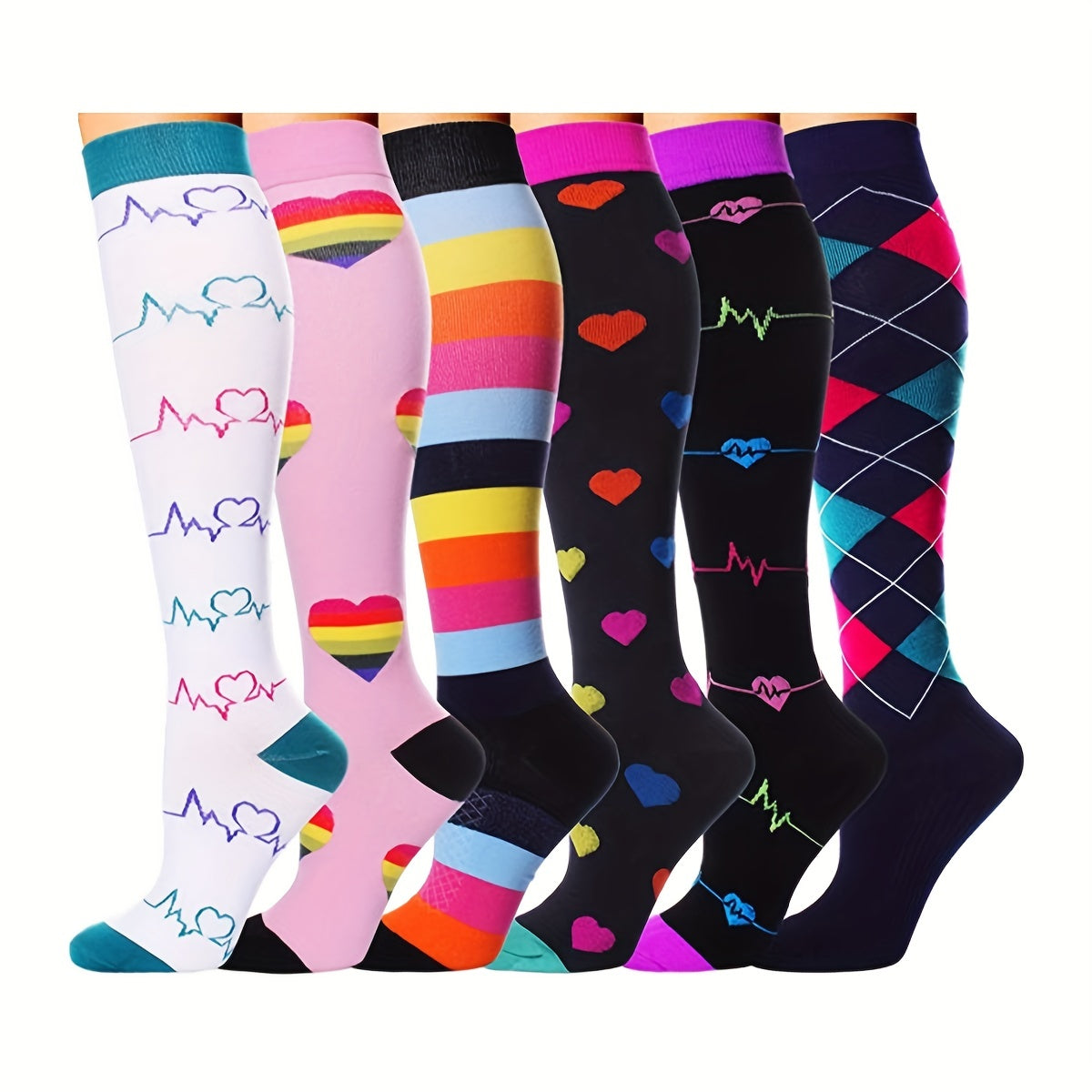 6 Pairs Men Compression Socks Running Stocking