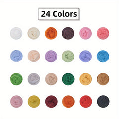 24pcs Needle Felting Wool Roving for DIY Craft Materials Spinning Blending