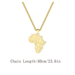 Africa Map Tiger Face Pendant Necklace Stainless Steel Hip Hop Vintage Gift
