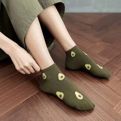 Men's Avocado Pattern Liner Anklets Socks Soft Breathable Sweat Absorbent