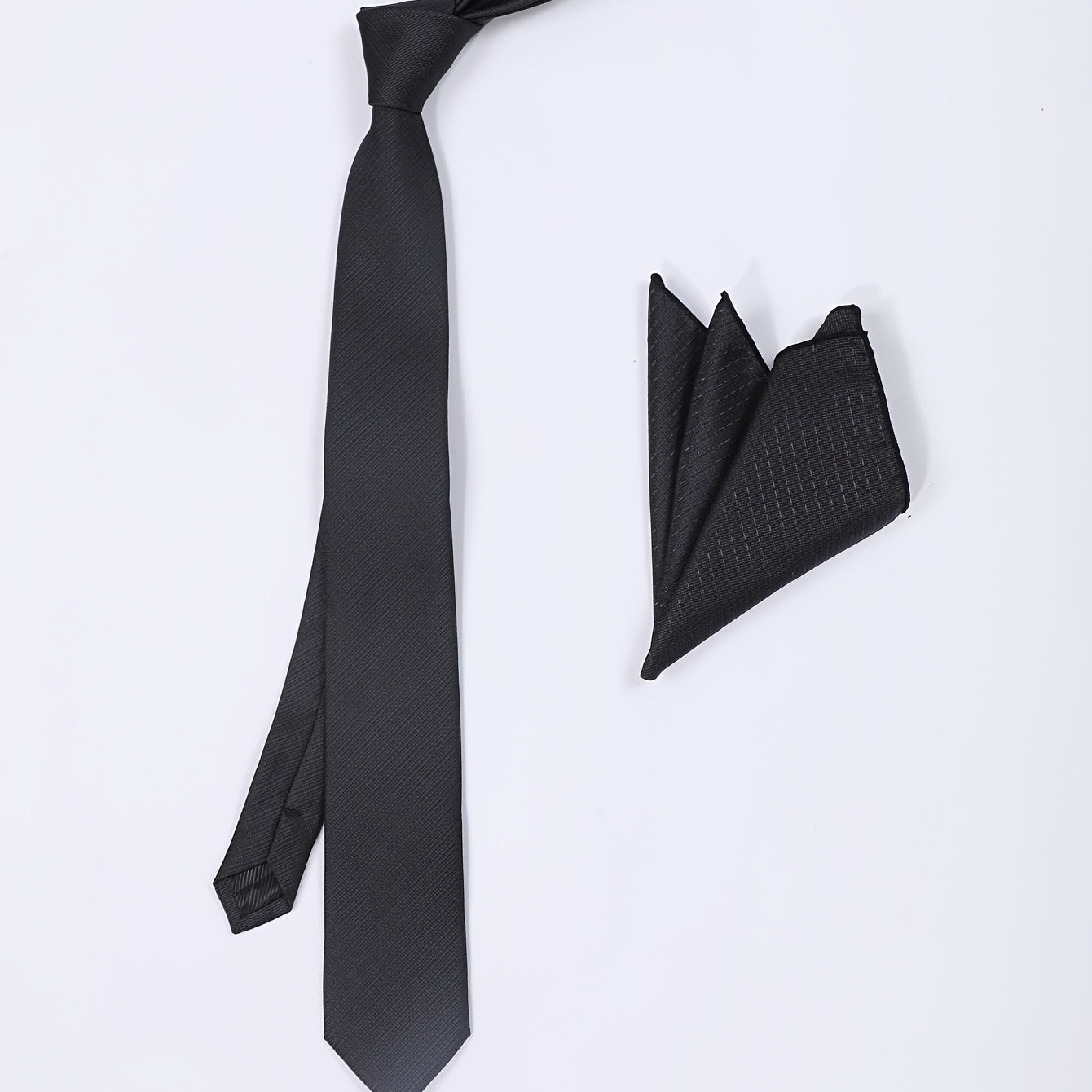Casual Solid Tie Pocket Square Set