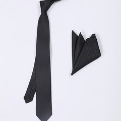 Casual Solid Tie Pocket Square Set