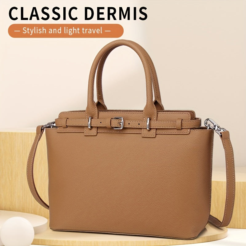 Women's Top Grain Leather Quilted Tote Bag