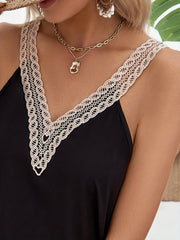 Guipure Lace V neck Tank Top for Summer