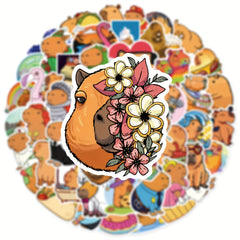 50pcs Cartoon Capybara Series Sticker Waterproof Decoration DIY Creative Sticker