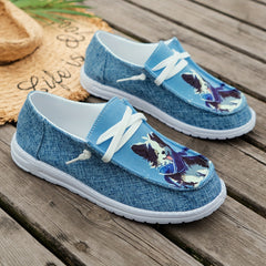 Women's Cartoon Dog Pattern Lace-up Casual Sneakers
