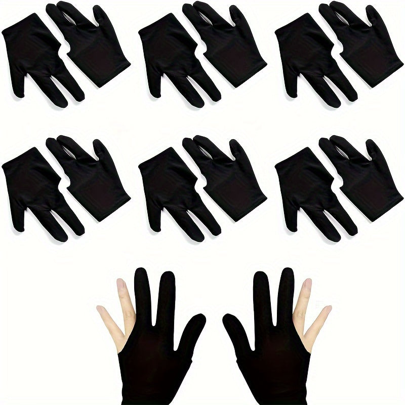 12pcs Billiards Gloves 3 Fingers Slip Resistant for Left Right
