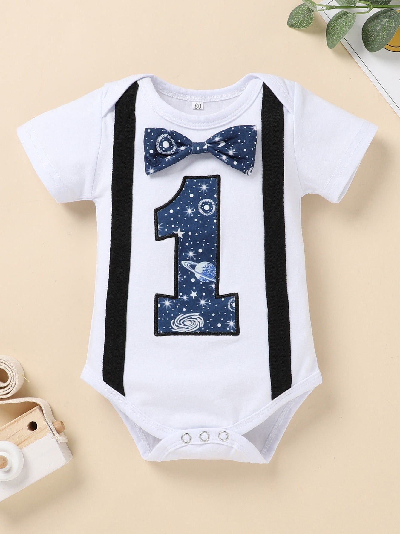 Star Print Overalls Set for 1st Birthday Party