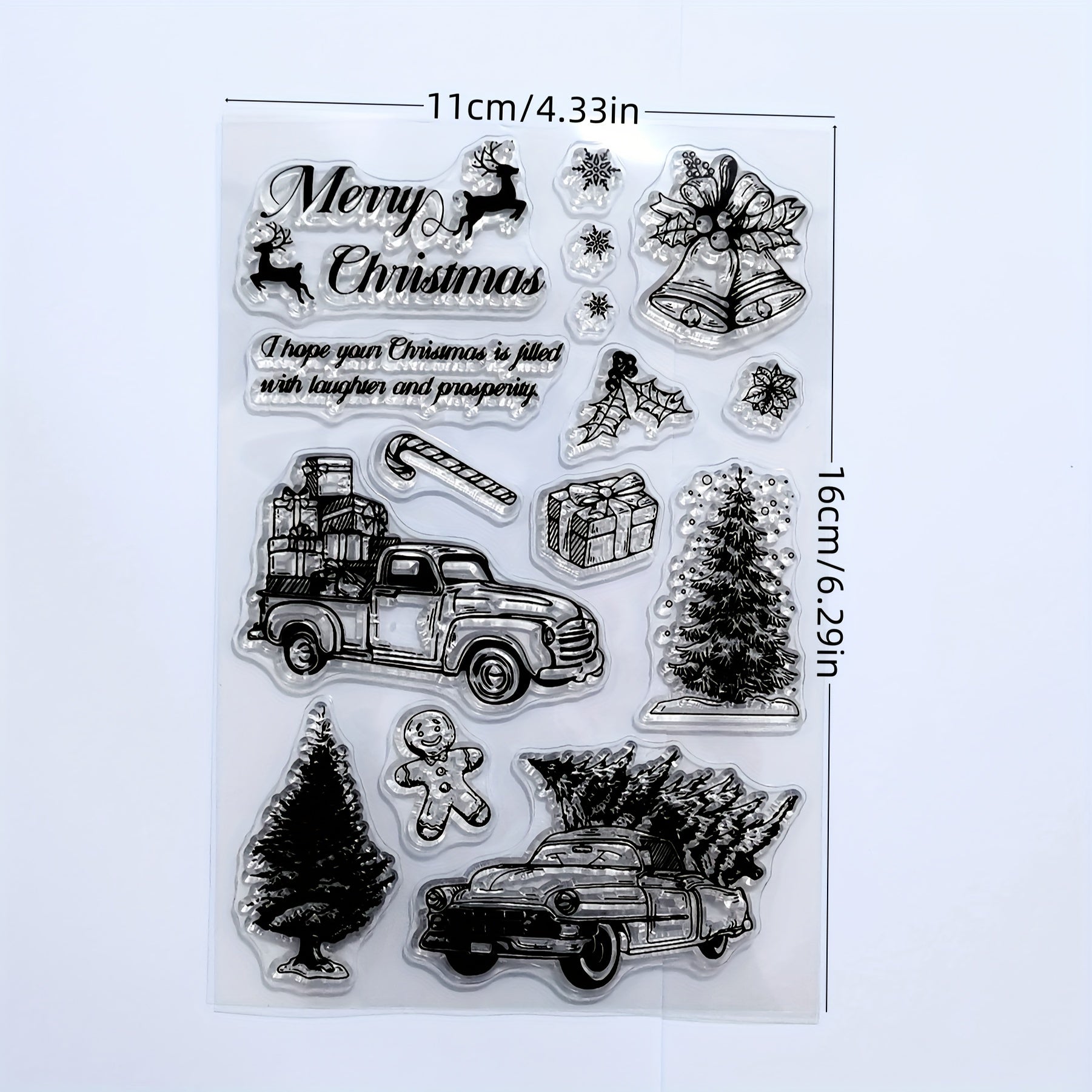 Christmas Word Bell Tree Truck Painting Tool Silicone Stamp