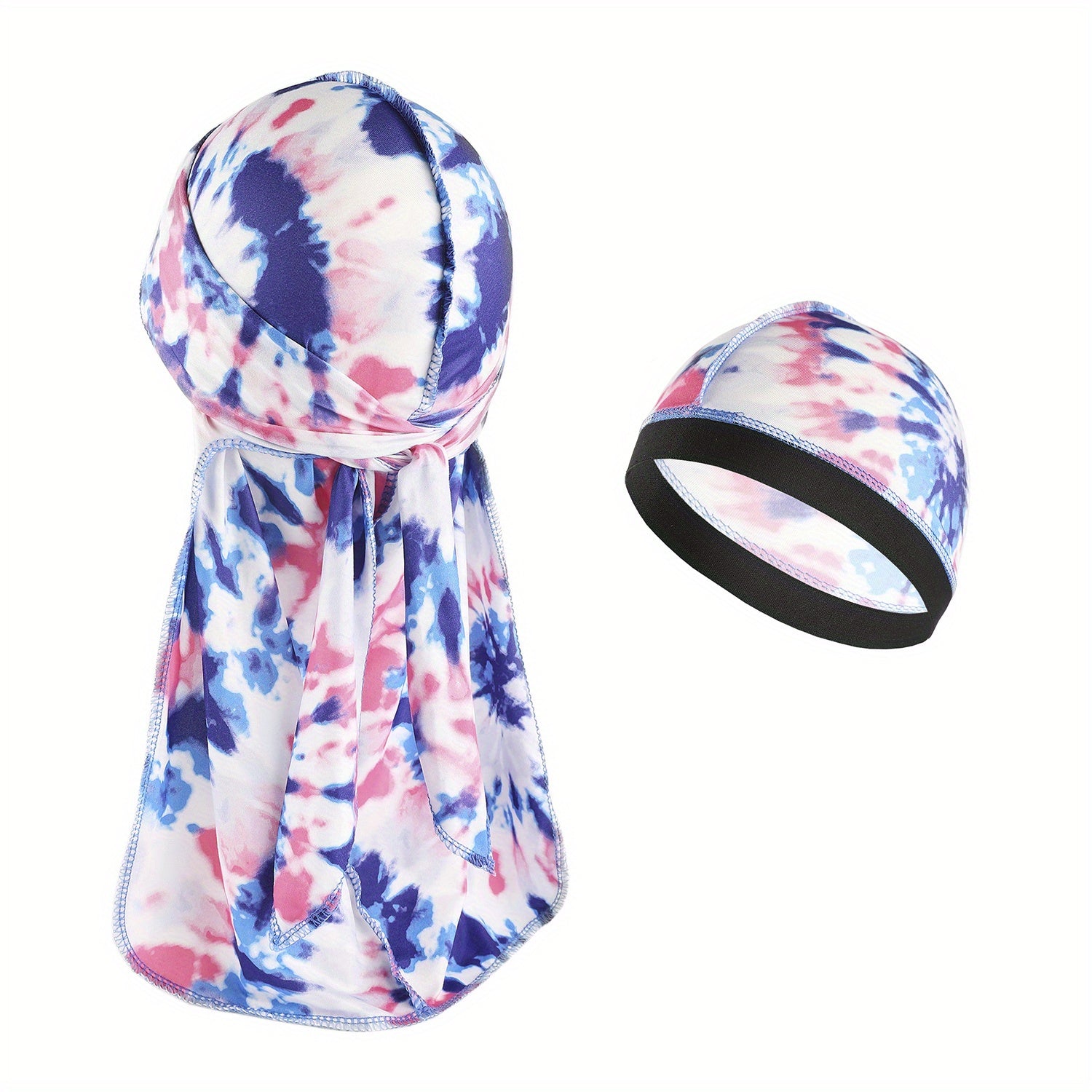 Spandex Durag & Wave Cap Set Hip Hop Head Wrap