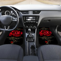 Red Rose Pattern Car Floor Mats - Set of 4
