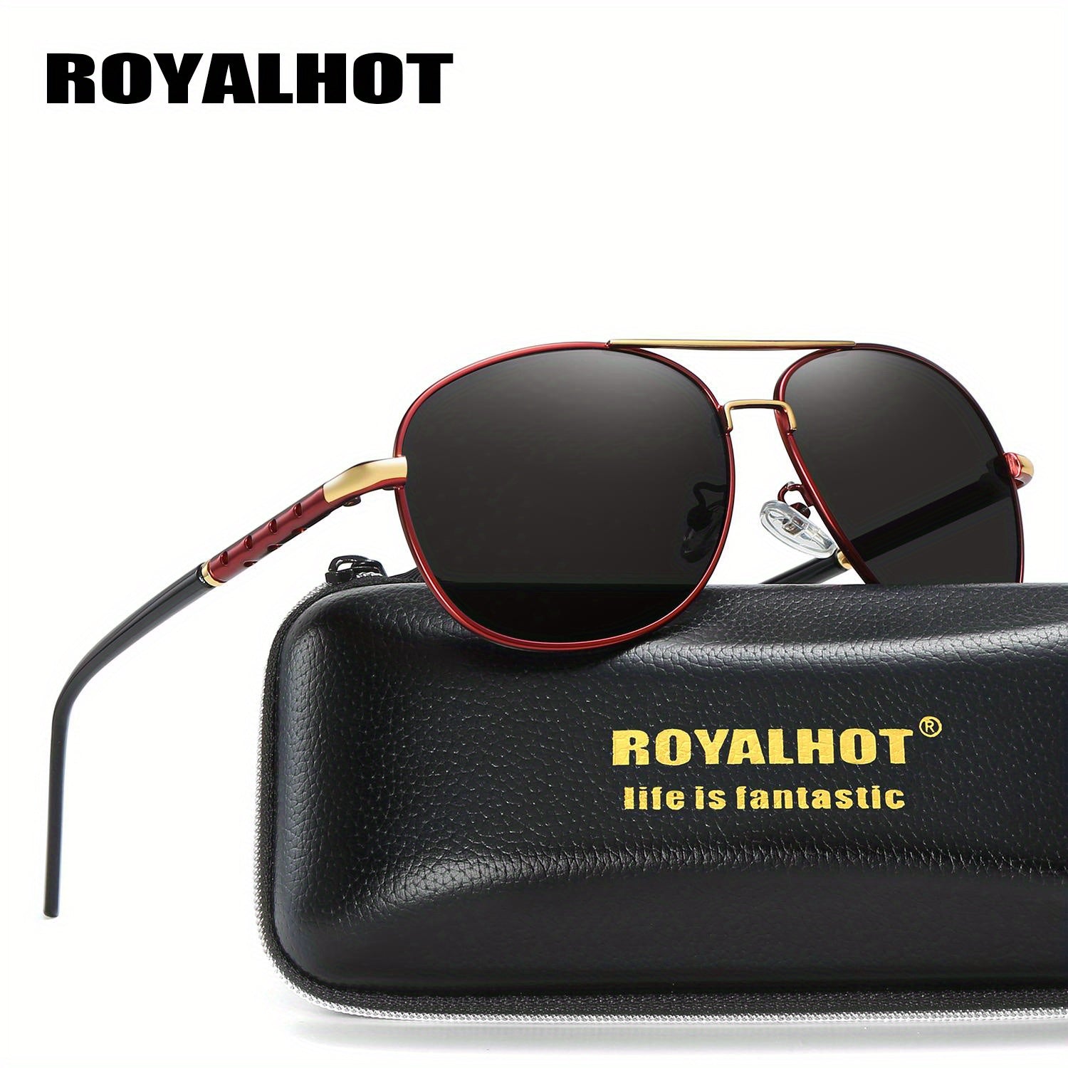 RoyalHot Pilot Frog Mirror Metal Polarized Sunglasses