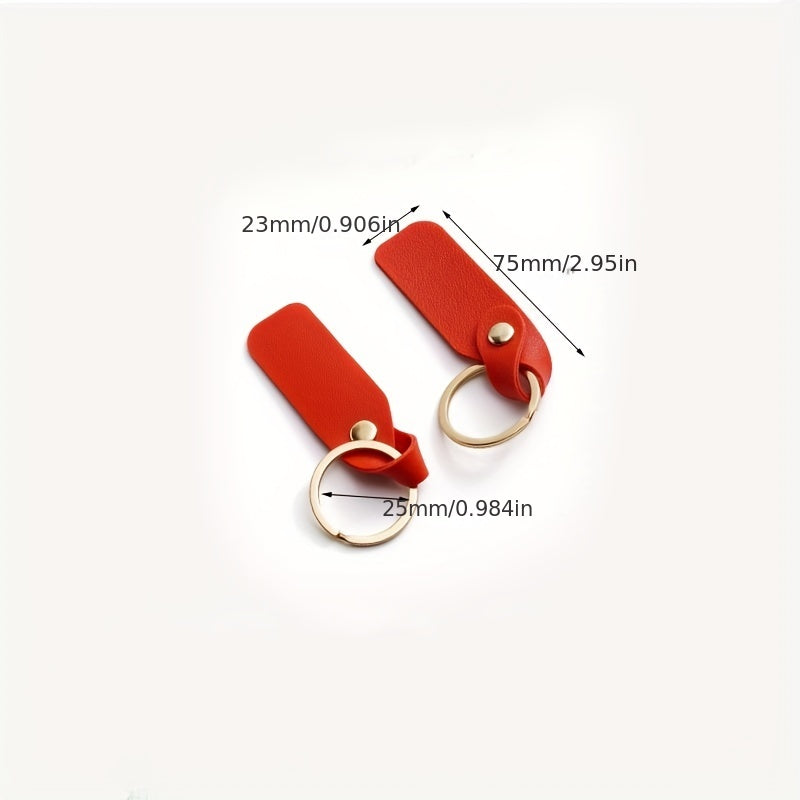 Men's PU Leather Blank Rectangle Keychain DIY Laser Engraving Gift