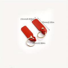 Men's PU Leather Blank Rectangle Keychain DIY Laser Engraving Gift