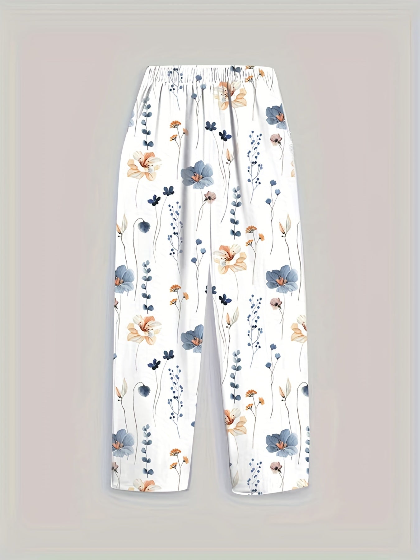 Floral Print Straight Leg Pants Spring & Summer Women's Clothing