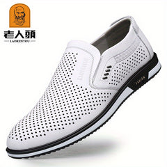 LAORENTOU Men's Slip On Leather Formal Shoes Business Non Slip Shoes