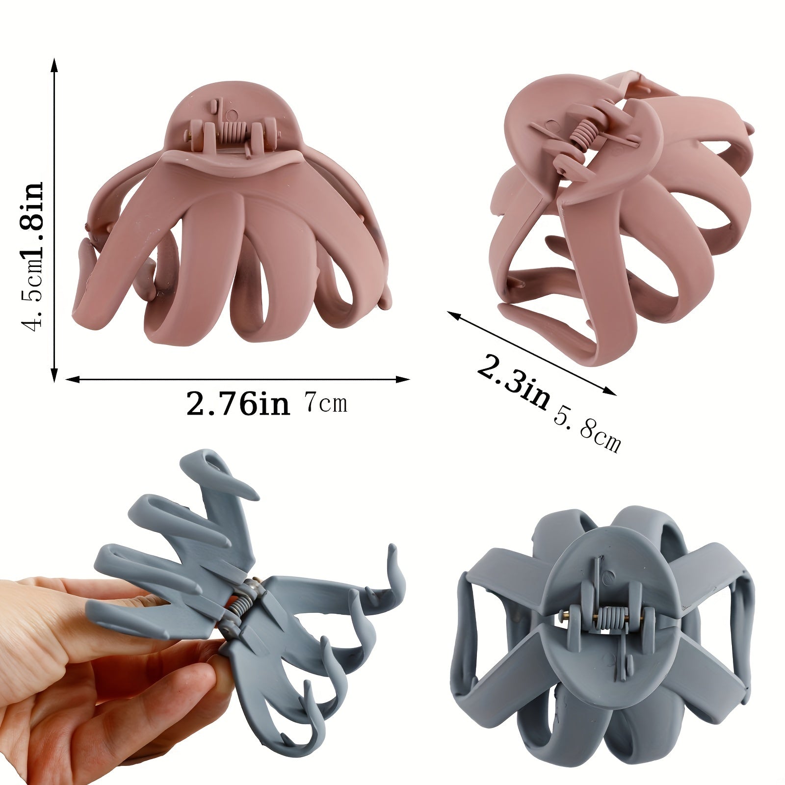 6pcs Octopus Hair Clips Matte Hair Claws Strong Hold Grip Hair Jaw C